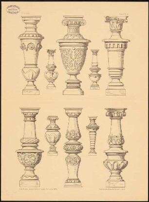 Stützen: Ansichten (aus: Architektonische Details. Eine Sammlung von Stützen, Gesimsen, Konsolen u. ä. Bildungen. H.1)