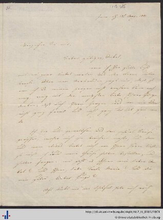 Nachlass J. G. Jacobi (NL 7/IV B 385) : Brief von Christian Schlosser an Johann Georg Jacobi 