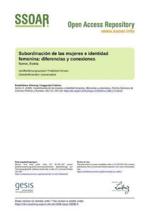 Subordinación de las mujeres e identidad femenina: diferencias y conexiones