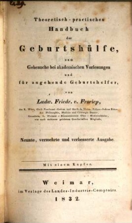 Theoretisch-practisches Handbuch der Geburtshülfe