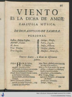 Viento es la dicha de Amor.