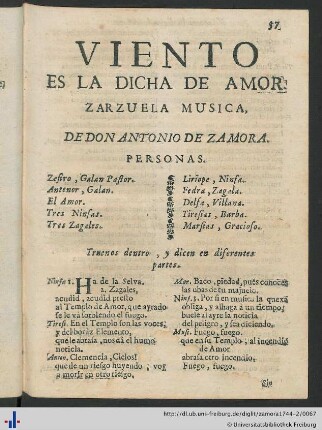 Viento es la dicha de Amor.
