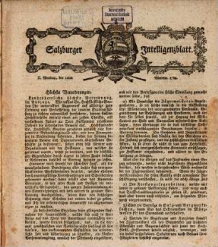 Salzburger Intelligenzblatt. 1784