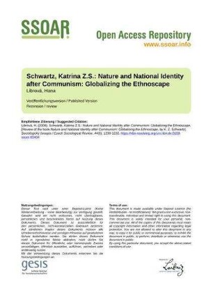 Schwartz, Katrina Z.S.: Nature and National Identity after Communism: Globalizing the Ethnoscape