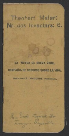 [23]: [Notizbuch, ohne Titel / Werbegeschenk der Mutua de Nueva York. Sucursal Mexicana]