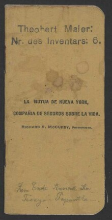[23]: [Notizbuch, ohne Titel / Werbegeschenk der Mutua de Nueva York. Sucursal Mexicana]