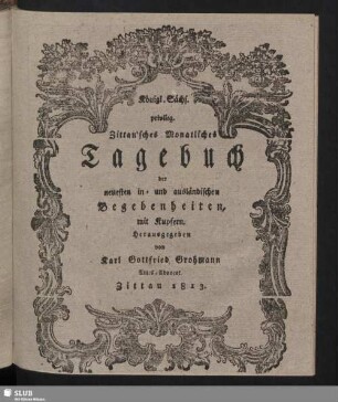 1813: Privil. Zittau'sches monatliches Tage-Buch