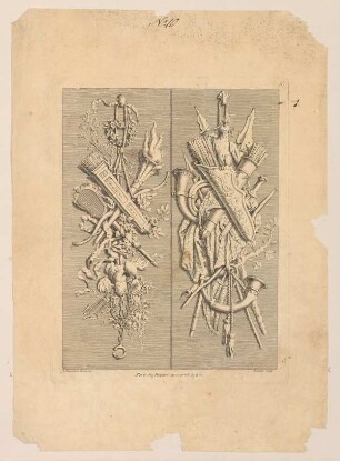 Zwei Trophäen (Livre de Nouveaux Trophéz, Du Mont, Blondel, Taf. 5)