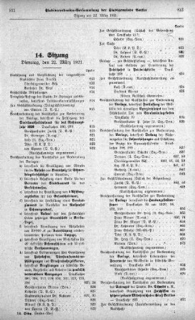 Sitzung 14, 22. März 1921