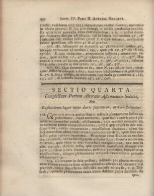 Sectio Quarta. Complectens Partem Alteram Astronomiae Solaris