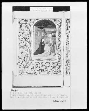 Stundenbuch, ad usum Romanum — Anbetung des neugeborenen Heilandes der Christen durch Maria und Joseph, Folio 71verso