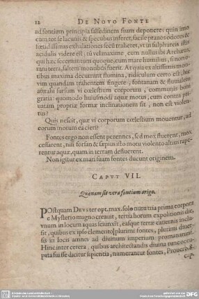 Caput VII. Quanam sit vera fontium origo.