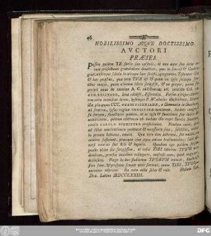 Nobilissimo Atque Doctissimo Auctori Praeses.