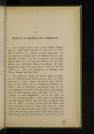 30. Toast bei der Aulösung eines Erstgeborenen.