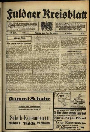 Zweite Ausgabe vom Freitag, den 30. Dezember 1910.