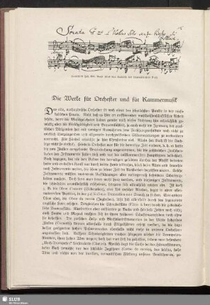 Die Werke für Orchester und für Kammermusik