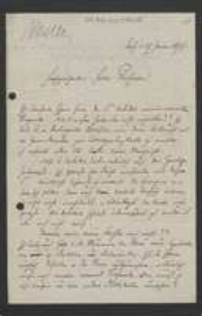 Brief von Johann Müller an Unbekannt