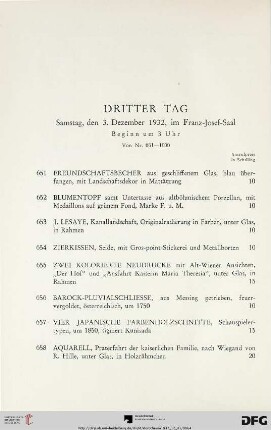 Dritter Tag. Samstag, den 3. Dezember 1932, im Franz-Josef-Saal, Beginn um 3 Uhr (Nr. 651-1000)