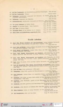 Textile Arbeiten (Nr. 251 - 291)