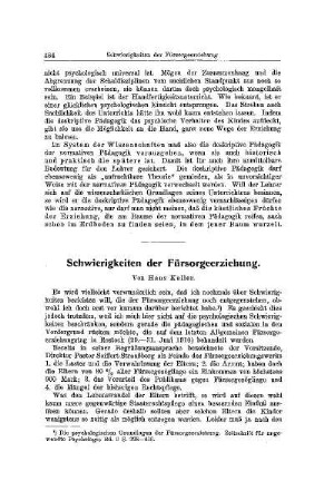 Schwierigkeiten der Fürsorgeerziehung
