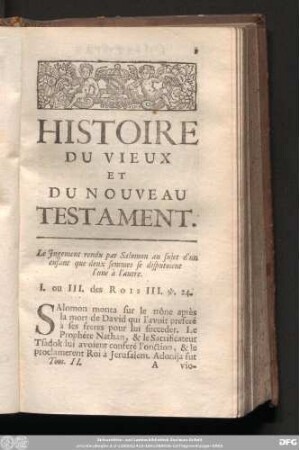 Histoire Du Vieux Et Du Nouveau Testament.