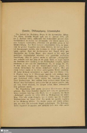 Familie, Bildungsgang, Lehrertätigkeit