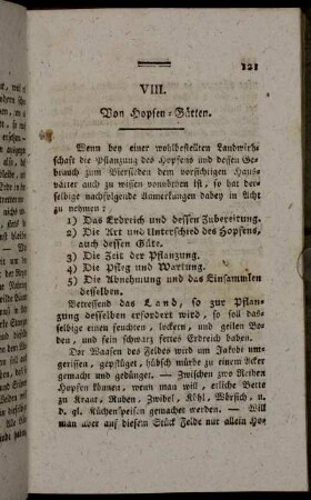 VIII. Von Hopfen-Gärten.