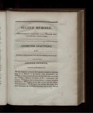 Seconde Mémoire. Géométrie Analytique.