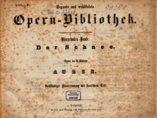 Der Schnee : Oper in 4 Akten