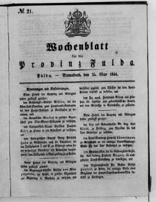 Nr. 21, Ausgabe vom 25. Mai 1844