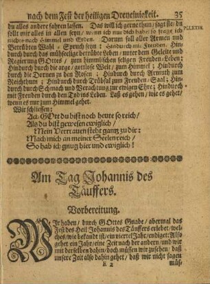 Am Tag Johannis des Täuffers.