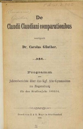 De Claudii Claudiani comparationibus