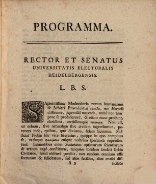 Programma de Academiae Heidelbergensis ortu et progressu