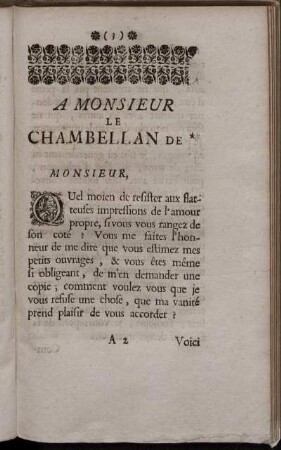 A Monsieur Le Chambellan de *.