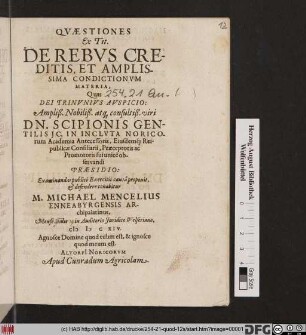Quaestiones Ex Tit. De Rebus Creditis, Et Amplissima Condictionum Materia