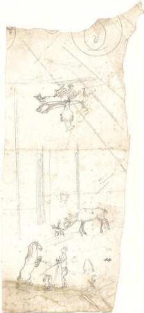 Gärtner, Friedrich von; Frühe Zeichnungen - Zirkusszene mit Pferd (Studie)