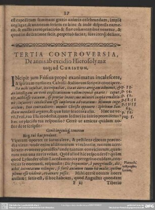 Tertia Controversia, Da annis ab excidio Hierosolymae usque ad Christum