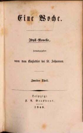Eine Woche : Idyll-Novelle, 2