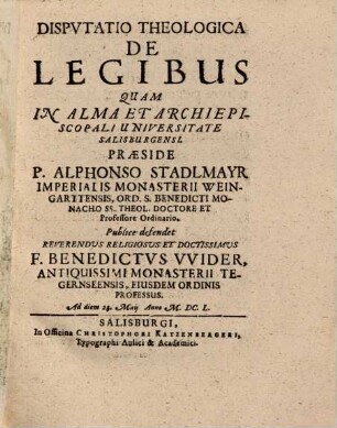 Disputatio theologica de legibus