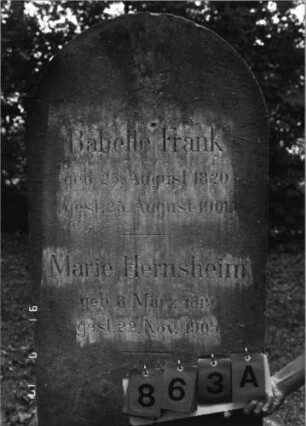 Grabstein 863 [Hahn S. 68/95 Grab-Nr. 1238/1239]: Grabstein 863A [Hahn S. 68/95 Grab-Nr. 1238/1239]