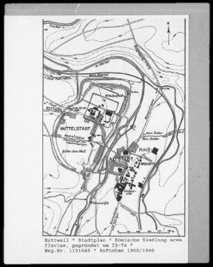 Rottweil: Stadtplan der römischen Siedlung area flaviae
