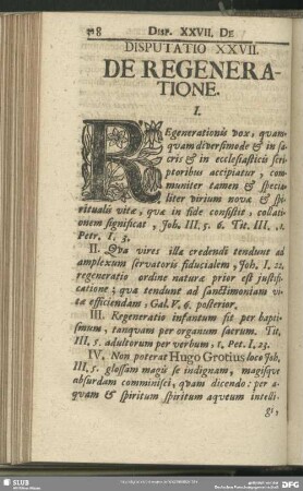 Disputatio XXVII. De Regeneratione