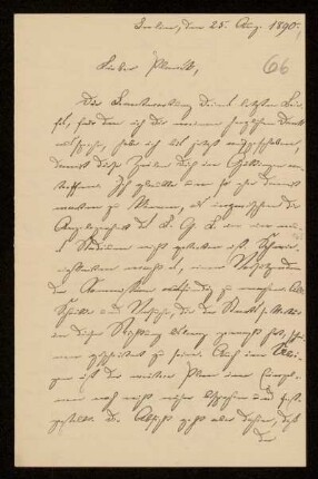 66: Brief von Hermann Struckmann an Gottlieb Planck, Berlin, 25.8.1890