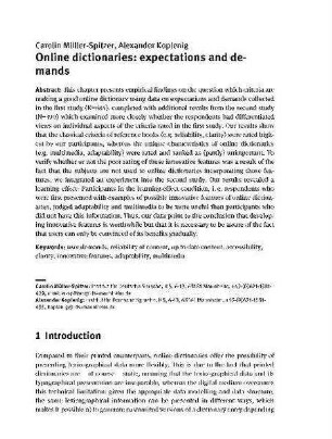 Online dictionaries: expectations and demands