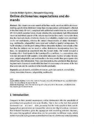 Online dictionaries: expectations and demands