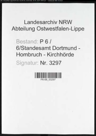 Sterberegister Standesamt Dortmund-Hombruch-Kirchhörde (XXII)