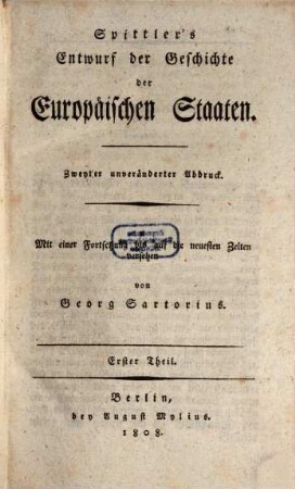 Spittler's Entwurf der Geschichte der europäischen Staaten, 1