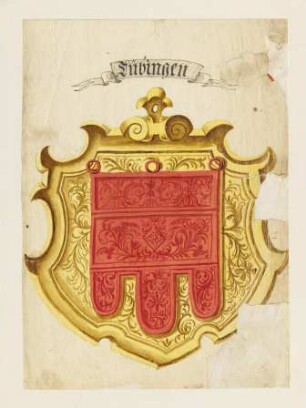 Tübingen. Wappen : Farbige Tuschezeichnung