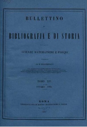 Tomo XV. Ottobre 1882.