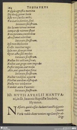 Io. Multii Aurelii Mantuani, in D. Ioannis Baptistae laudem, Hymnus